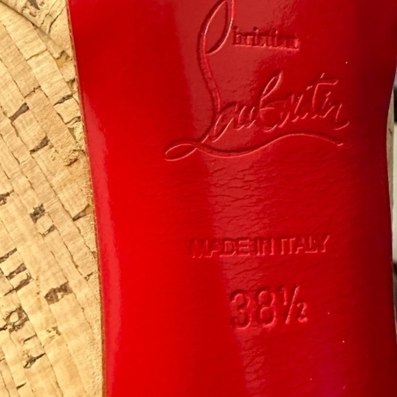 🌺 CHRISTIAN LOUBOUTIN 👠 Bianca Slingback 140mm Cork Platform Pump size 38.5 - Picture 14 of 16